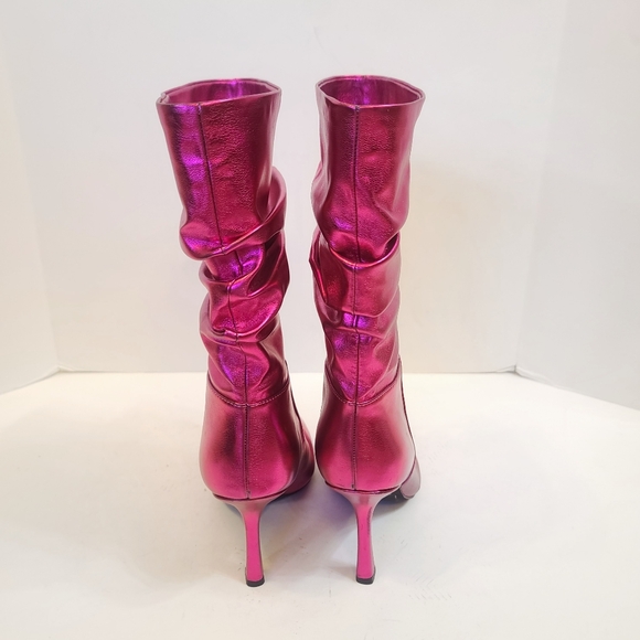 Jeffrey Campbell | Guillo Ruched Heeled Boots in Fuchsia Metallic Pink Size 7 - Picture 10 of 16